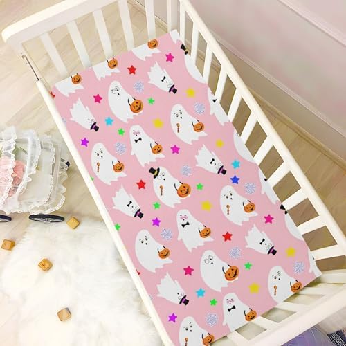 Qilmy Halloween Ghosts Fitted Crib Sheet for Kids