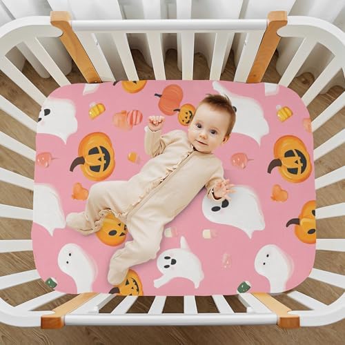 Qilmy Cute Ghosts Fitted Crib Sheet for Girls and Boys