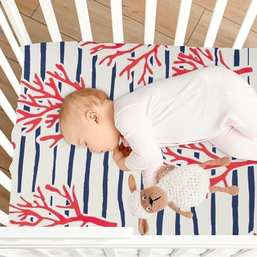 Wajiw Red Coral Crib Sheets for Girls and Boys