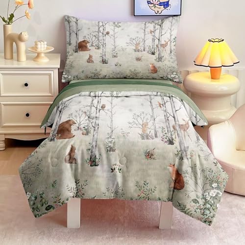 4 Pieces Woodland Animal Toddler Bedding Set
