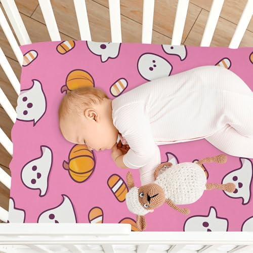 Qilmy Cute Ghosts Fitted Crib Sheet for Baby Soft and Breathable