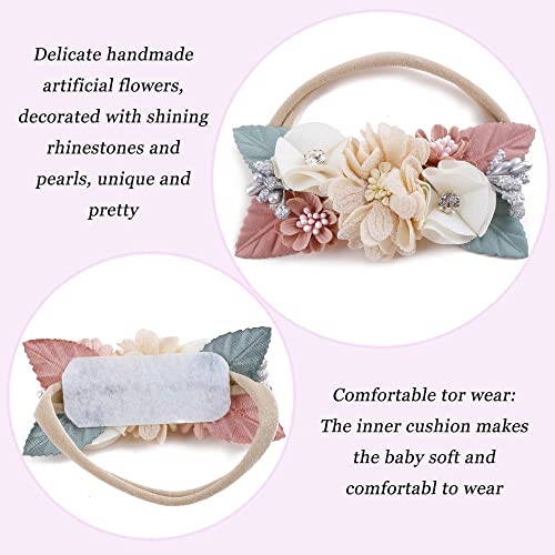 NUWAJP Baby Girl Flower Headband 6PCS Elastic Hairbands