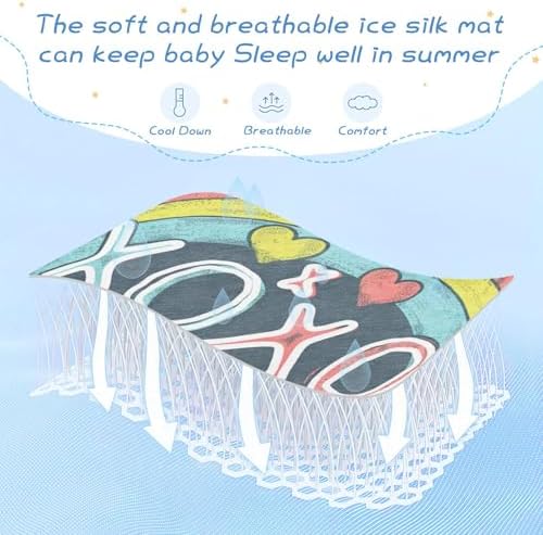 XOXO Hugs Kisses Cooling Baby Crib Mattress Protector 28x52