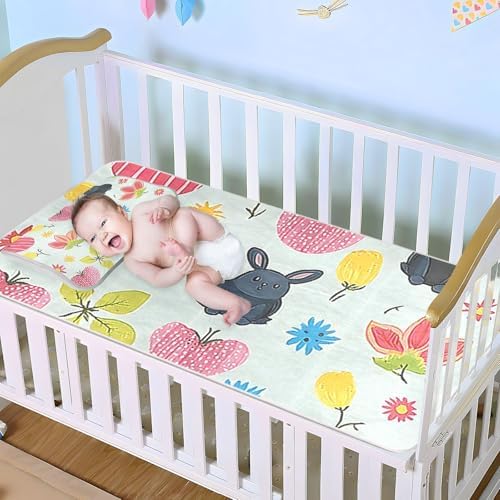 Simple Floral Cute Cartoon Bunnies Mattress Pad 28x52