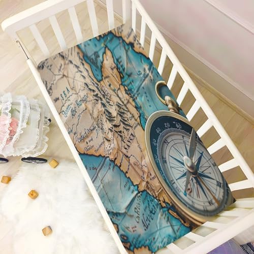 Wajiw Ocean Map Crib Sheets for Girls and Boys 1