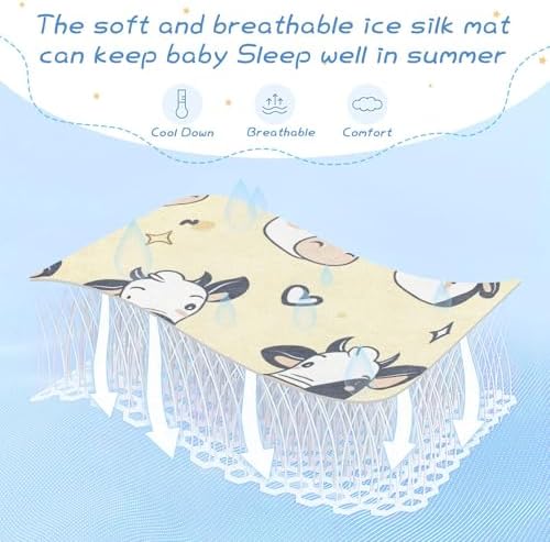 Cute Animal Cow Champagne Cooling Baby Crib Mattress Pad