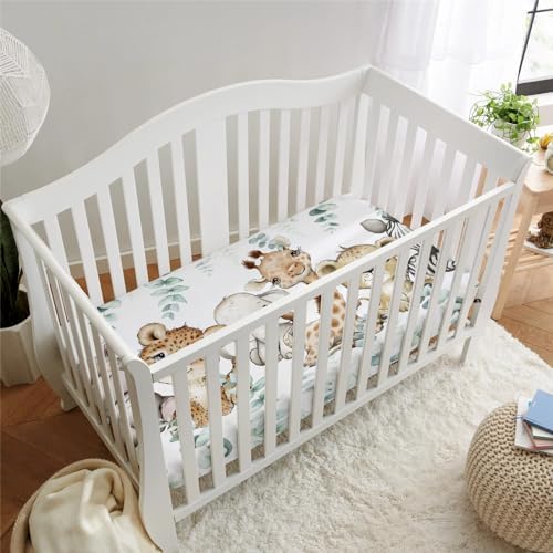 HawSkgFub Crib Sheet with African Animals Design 1