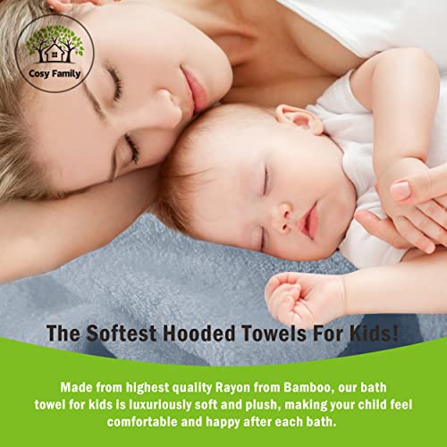 Cosy Family 3 Pack Baby Hooded Towels - Ultra Soft Grey