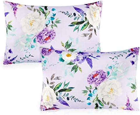 CARUILI Toddler Pillowcase 2 Pack Purple Floral