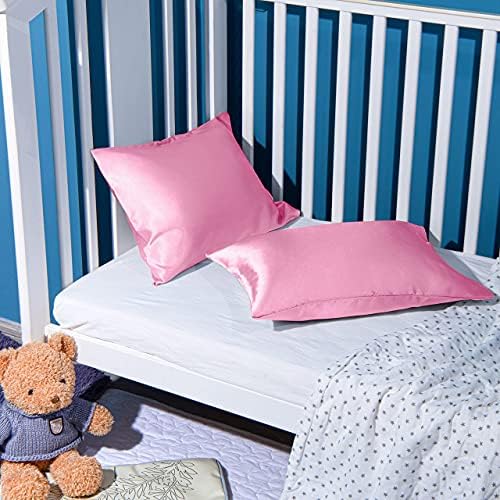 FLXXIE 2 Pack Satin Toddler Pillowcases Pink 14x20 Inches
