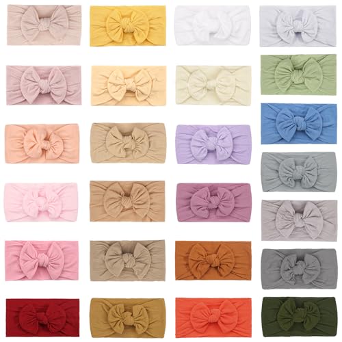 25-Pack Soft Wide Turban Headbands for Baby Girls