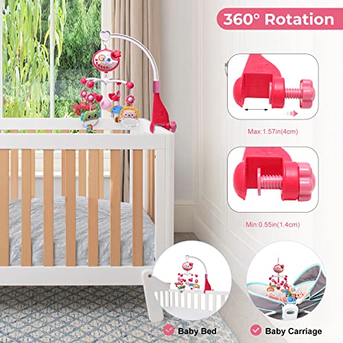 YUNGCHI Baby Mobile with Music Lights and Toys - Red