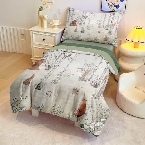 4 Pieces Woodland Animal Toddler Bedding Set