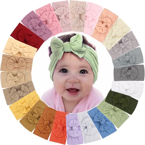 25-Pack Soft Wide Turban Headbands for Baby Girls