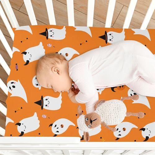 Qilmy Halloween Ghosts Fitted Crib Sheet for Baby Soft and Breathable