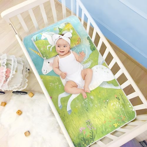 Unicorns Meadow Cooling Mattress Pad for Baby and Toddler