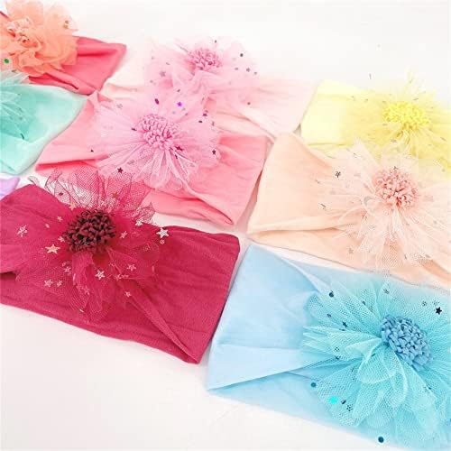 WUTYU 0-3 Year Baby Stretch Flower Tulle Hairband