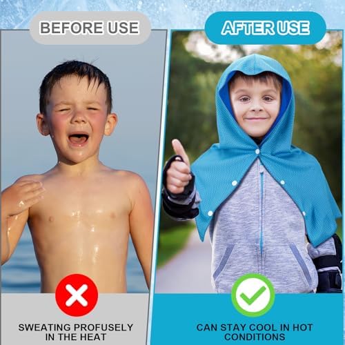 Peryiter 2 Pack Kids Cooling Hoodie Towels with UPF 50 Sun Protection
