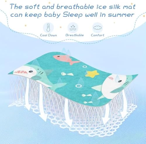 Blue Shark Cooling Baby Crib Mattress Topper 28x52