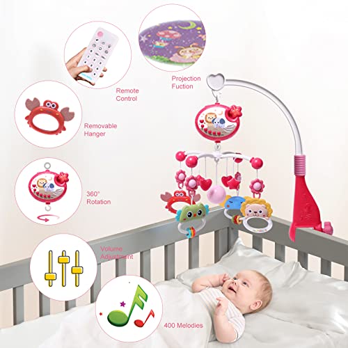 YUNGCHI Baby Mobile with Music Lights and Toys - Red