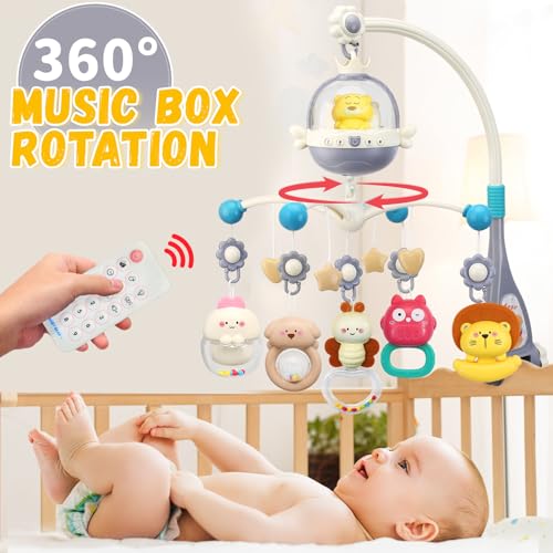 Baby Crib Mobile with Night Light Music and Remote Control