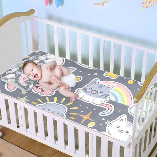 Cute Animal Cat Cooling Baby Mattress Pad Cover 28x52