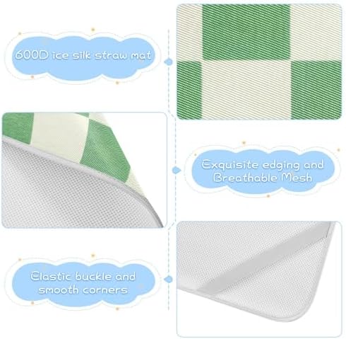 Green Beige Checker Plaid Cooling Baby Crib Mattress Sheet 28x52