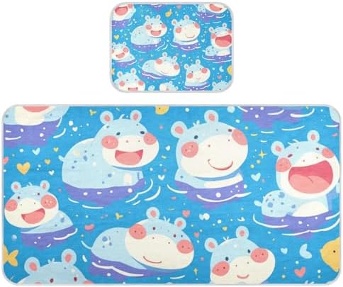 Cooling Blue Hippo Baby Mattress Pad 28x52 Reusable Crib Cover