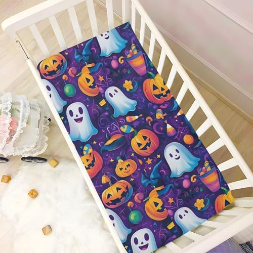 Qilmy Cartoon Ghosts Fitted Crib Sheet for Baby 1