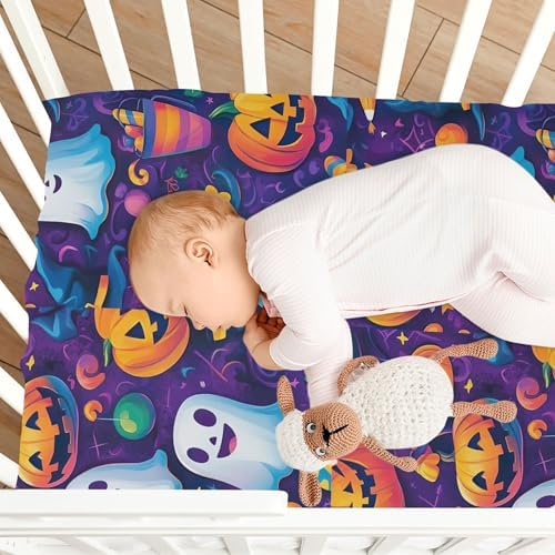 Qilmy Cartoon Ghosts Fitted Crib Sheet for Baby 1