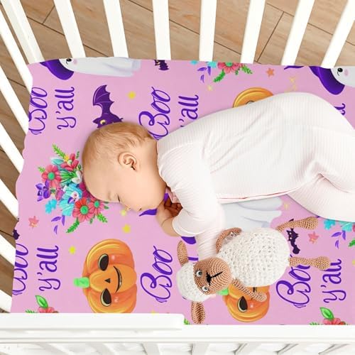 Qilmy Halloween Ghosts Crib Sheet for Baby Soft Breathable Fitted Sheet