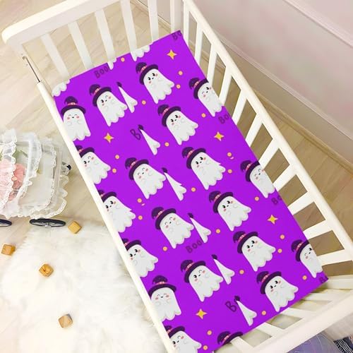 Qilmy Halloween Ghosts Fitted Crib Sheet for Kids Soft and Breathable