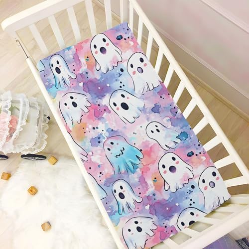 Qilmy Cute Little Ghosts Crib Sheet for Girls and Boys