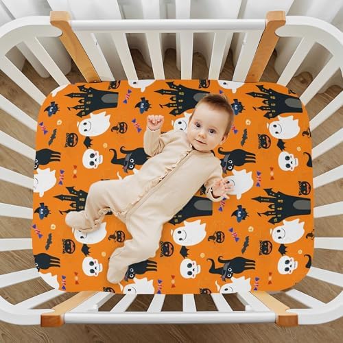 Qilmy Halloween Ghosts Crib Sheet Soft Breathable 28 x 52 in
