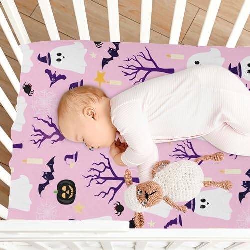 Qilmy Halloween Ghost Crib Sheet Soft Breathable Baby Bedding