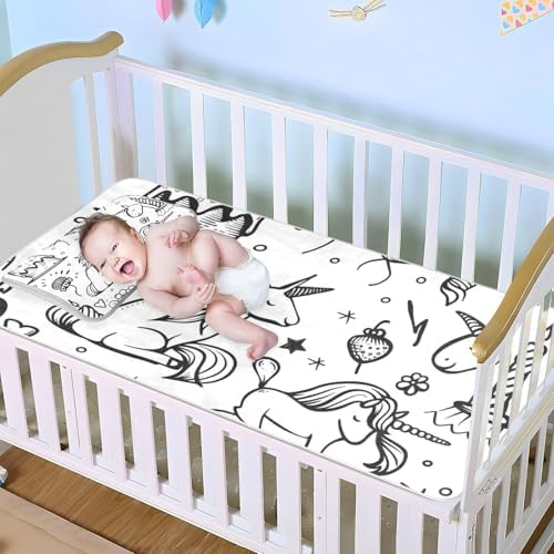 Cooling Baby Mattress Pad 28x52 Unicorns Design