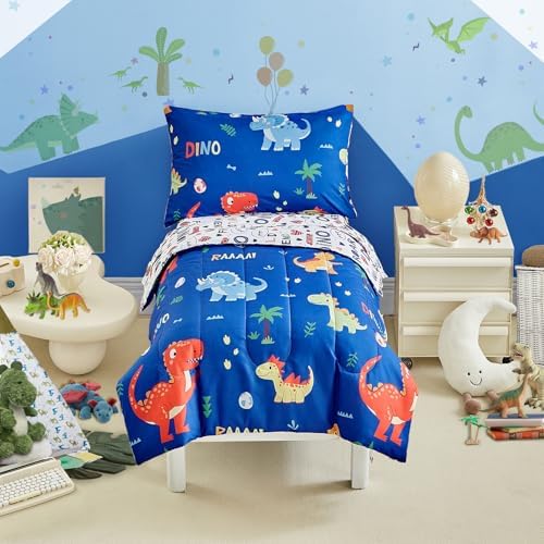 UOZZI Dinosaur Toddler Bedding Set Navy 4P