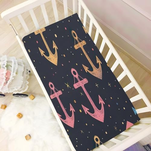Wajiw Rainbow Anchor Crib Sheet for Standard Size Mattress