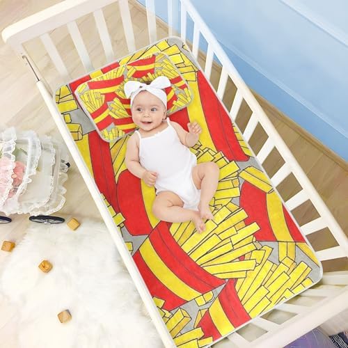 Cute Cartoon Food Fries Cooling Baby Mattress Pad 28x52