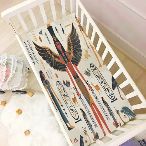 Wajiw Egyptian Figures Crib Sheets for Girls and Boys