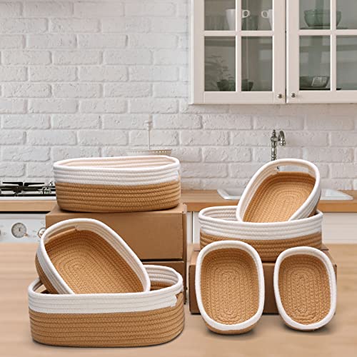 7 Piece Cotton Woven Basket Set - WhiteJute