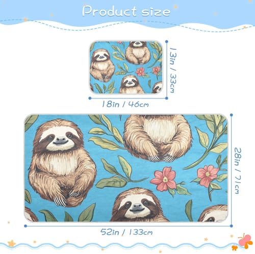 Cooling Blue Sloth Baby Crib Mattress Pad 28x52 Reusable Waterproof