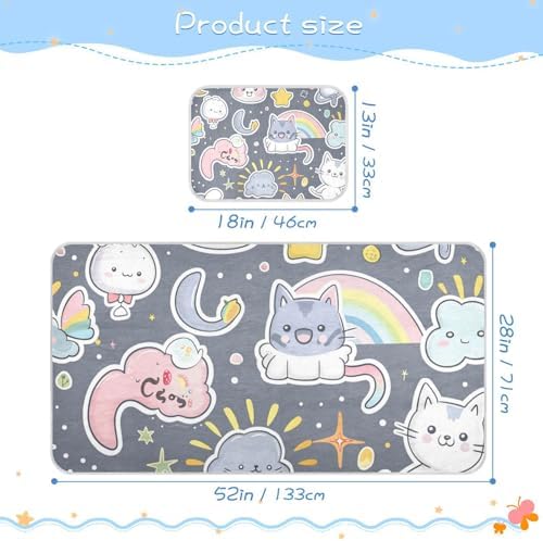 Cute Animal Cat Cooling Baby Mattress Pad Cover 28x52
