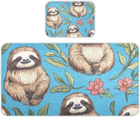 Cooling Blue Sloth Baby Crib Mattress Pad 28x52 Reusable Waterproof