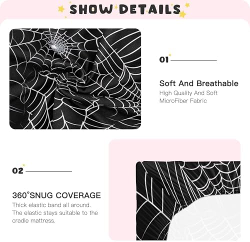 Wajiw Spider Web Crib Sheets Soft Breathable Fitted 1