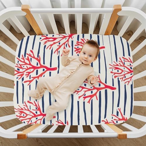 Wajiw Red Coral Crib Sheets for Girls and Boys