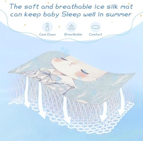 Blue Pastel Cooling Baby Mattress Pad Cover 28x52