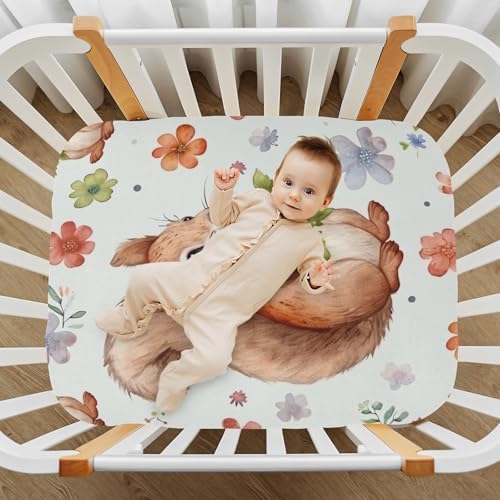 Wajiw Squirrel Crib Sheets for Girls and Boys