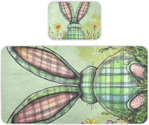 Cooling Plaid Bunny Ear Mattress Pad Cover for Baby Toddler 28x52