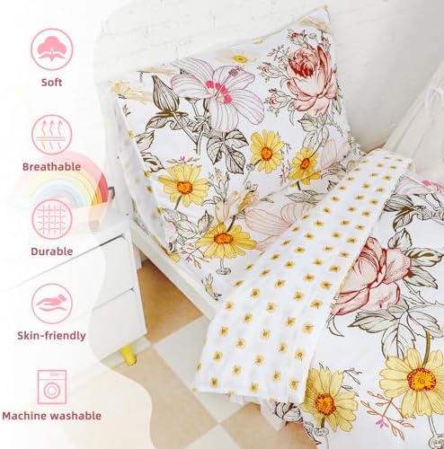 HNHUAMING Toddler Girl Bedding Set 4 Piece